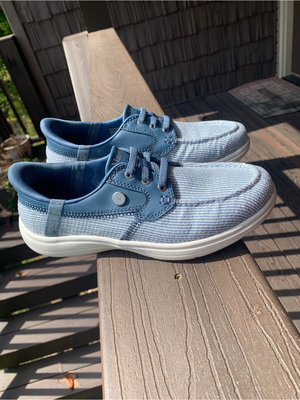 Skechers Women's Light Blue Lace-Up Slip-On Sneakers